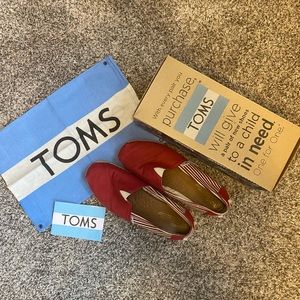 TOMS red striped canvas shoes